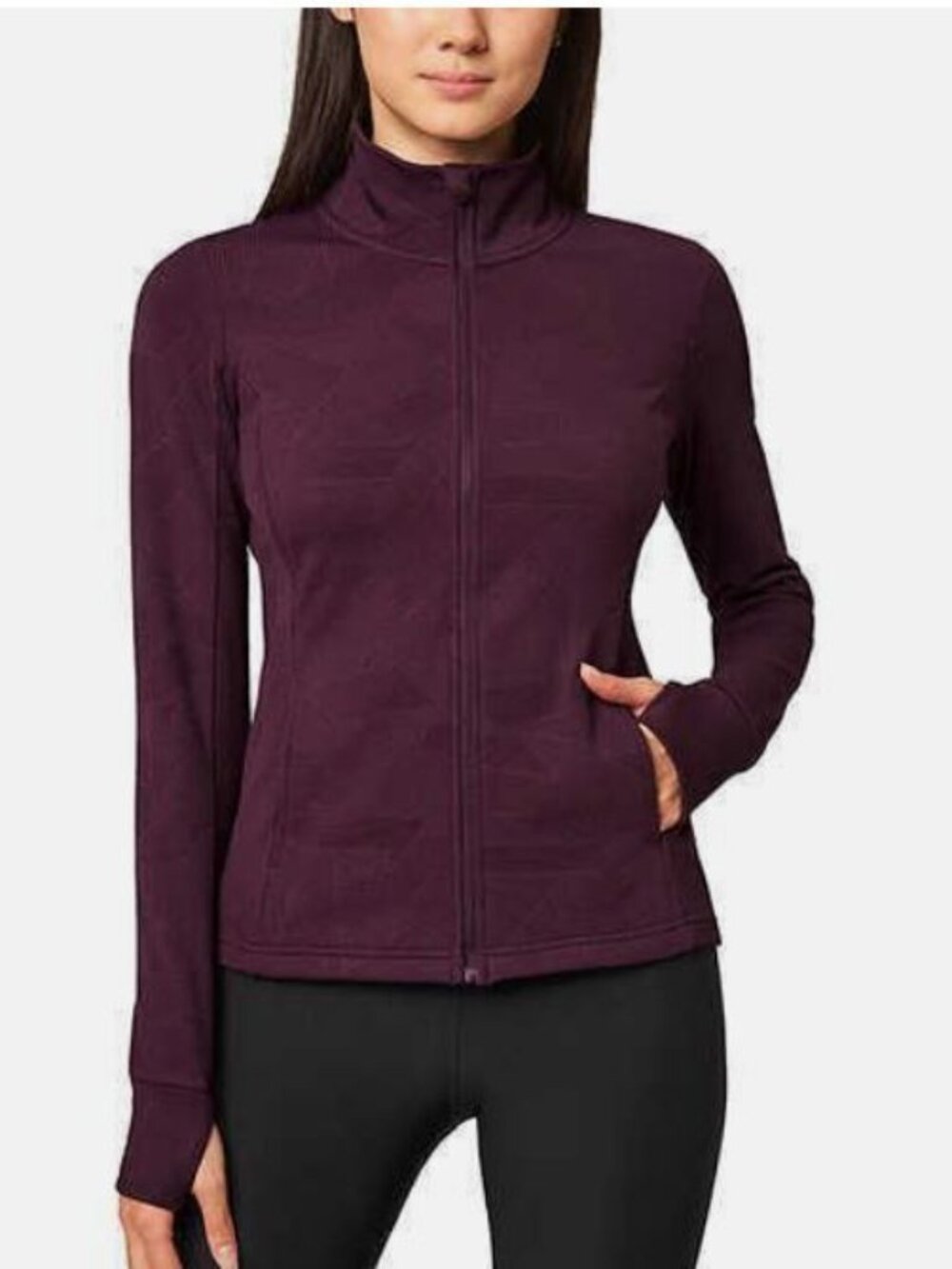 Mondetta Ladies' Jacquard Full-Zip Active Jacket Purple Side Pockets Size S
